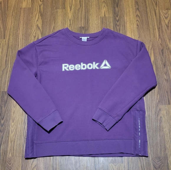 Reebok Sweaters - Y2K Reebok Women's Large Purple Crewneck Long Sleeve Sweatshirt Side Zip 20s D9